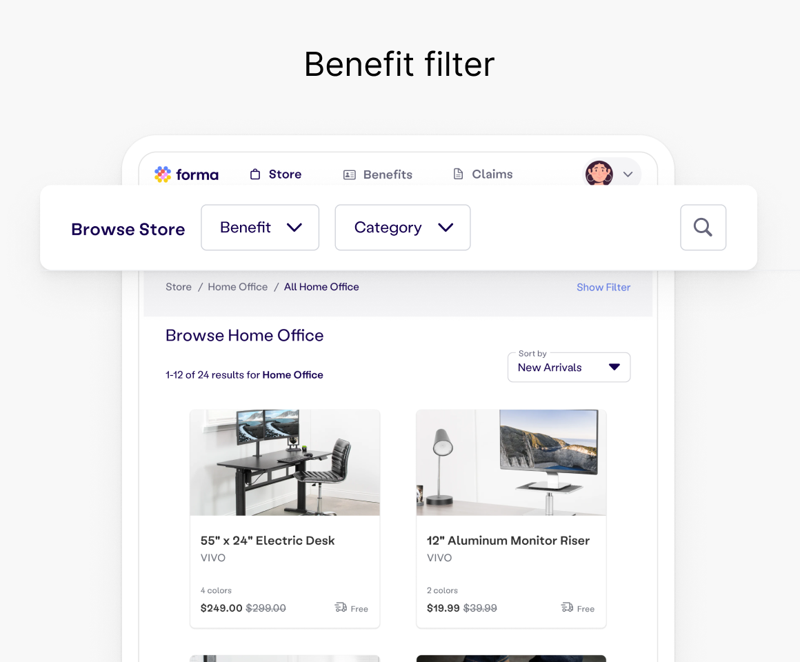 Benefit filter in the store