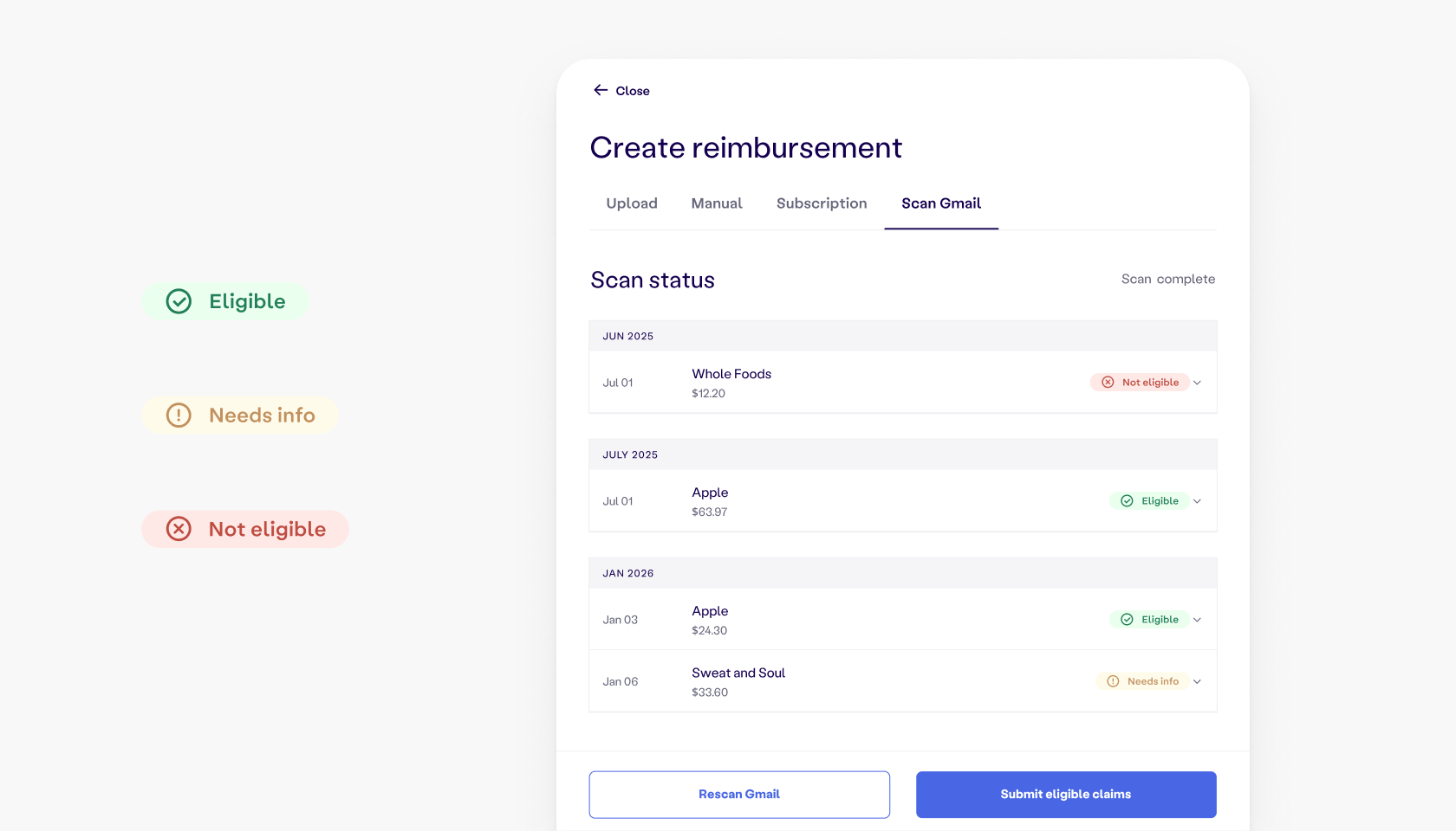 Real-time policy check — claim status overview