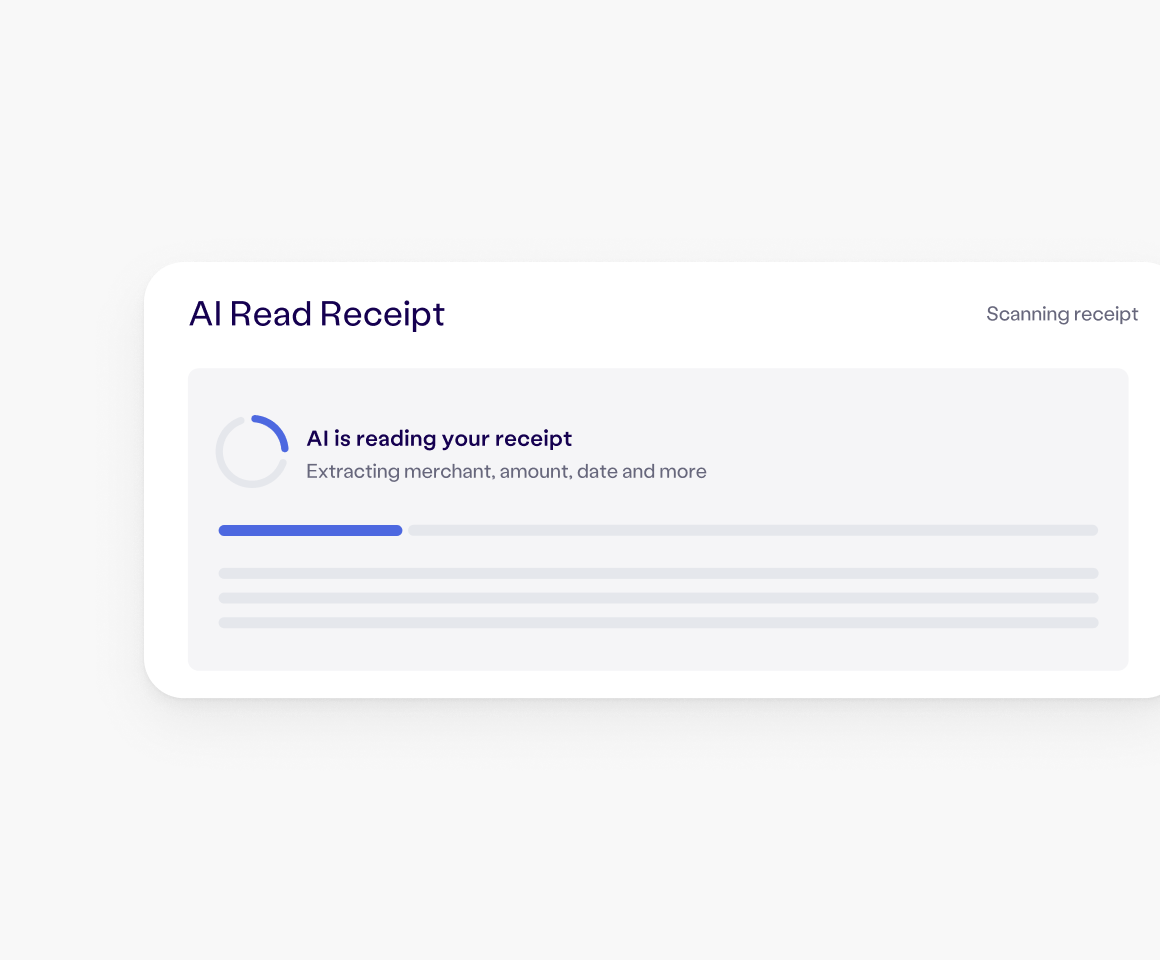 AI receipt scan — auto-extracted fields from uploaded receipt