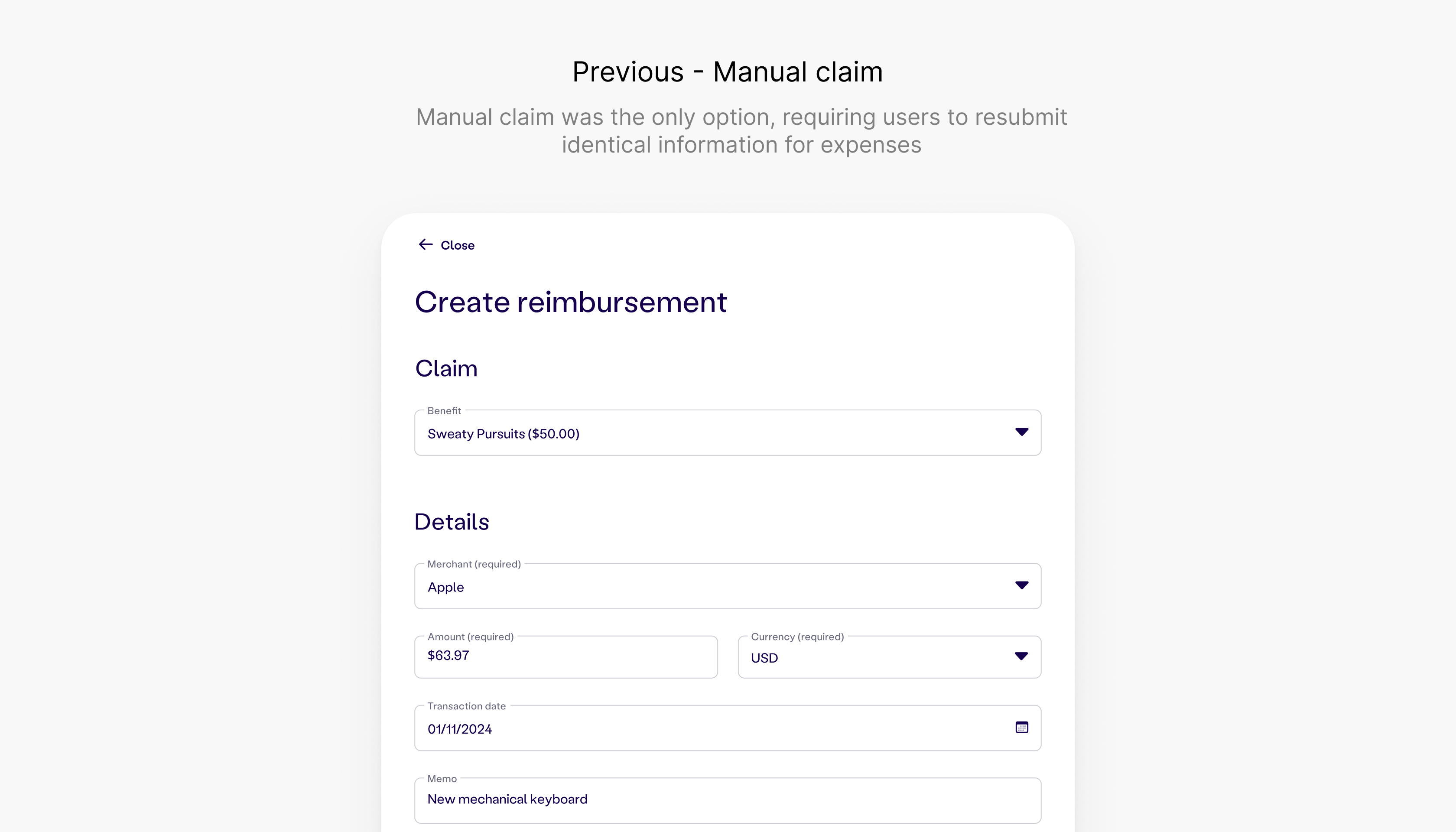 Previous — Manual claims