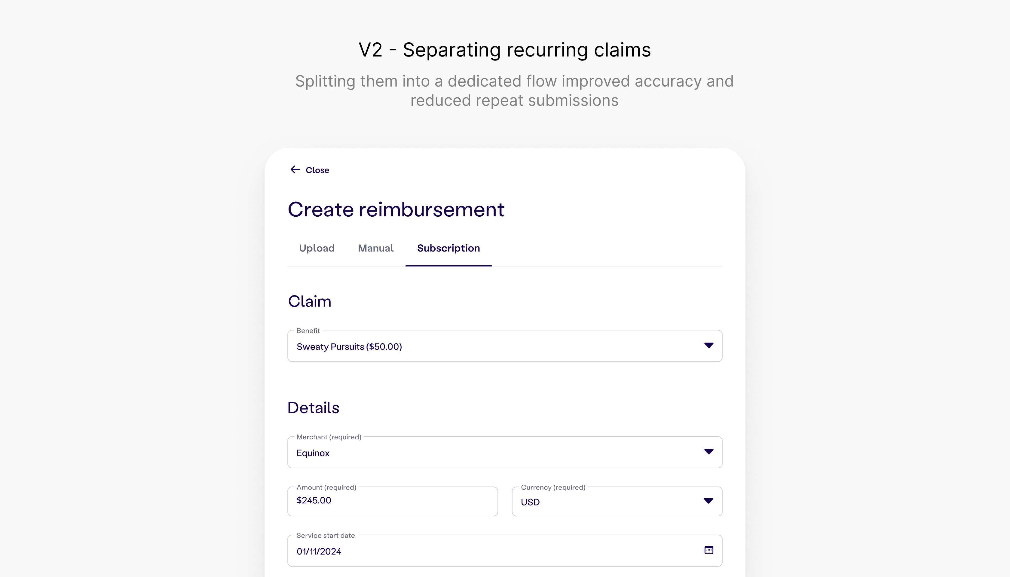 V2: Separating recurring claims