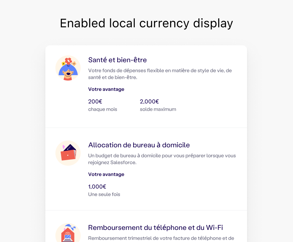 Enabled local currency display