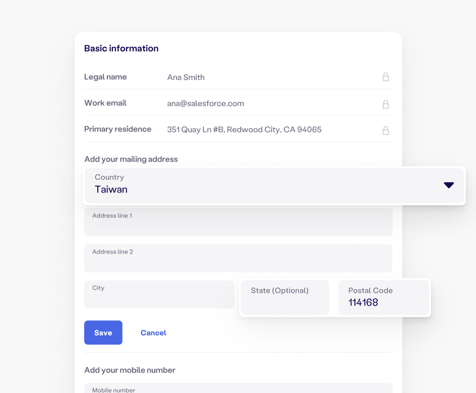 Redesigned address input fields