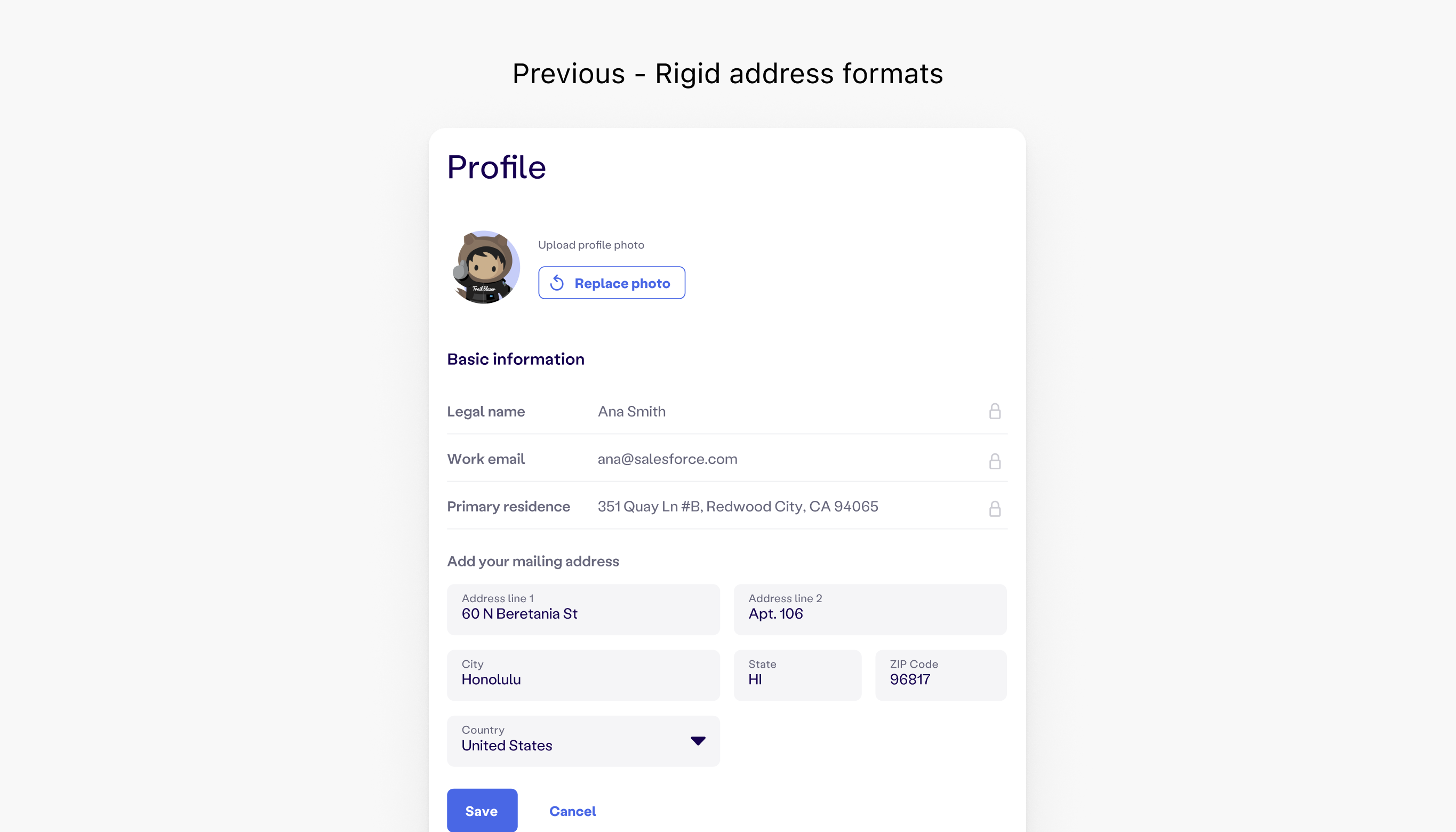 Forma address format Previous