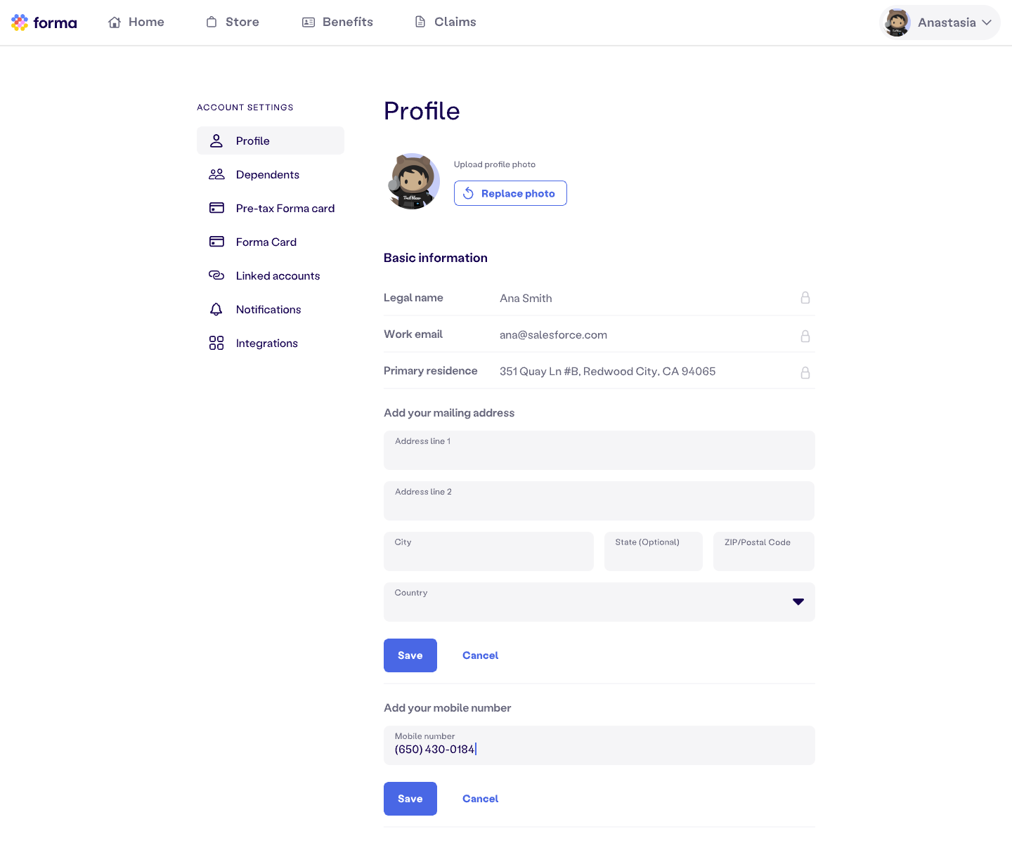 Redesigned address input fields demo